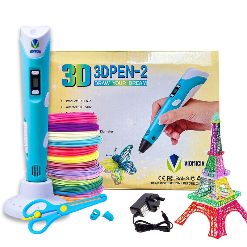 3D Pen with LCD, 12 PLA Filaments, Accessories & Doodling Book, Gift for Kids