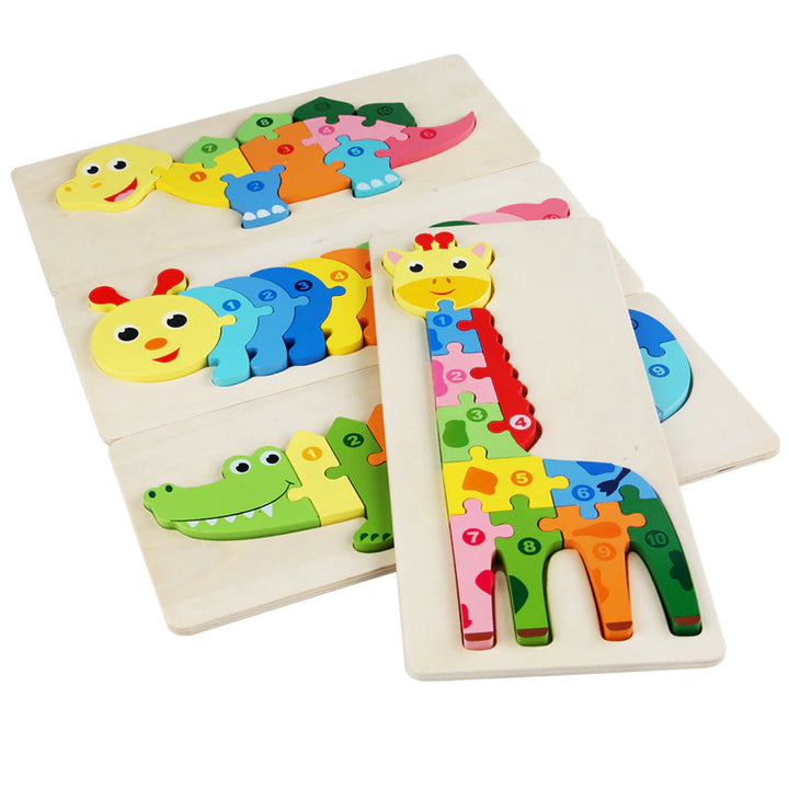 Montessori Puzzles 4 Pack - Eco-friendly Wooden Puzzles Set