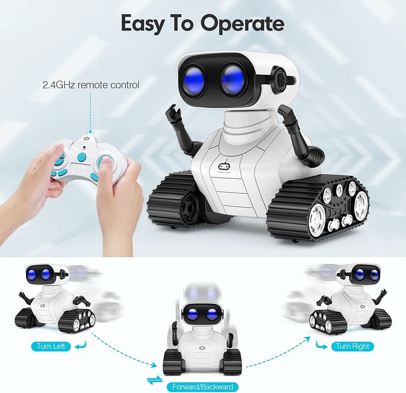 Rechargeable RC Robot Toy, LED Eyes & Music, for Kids 3+