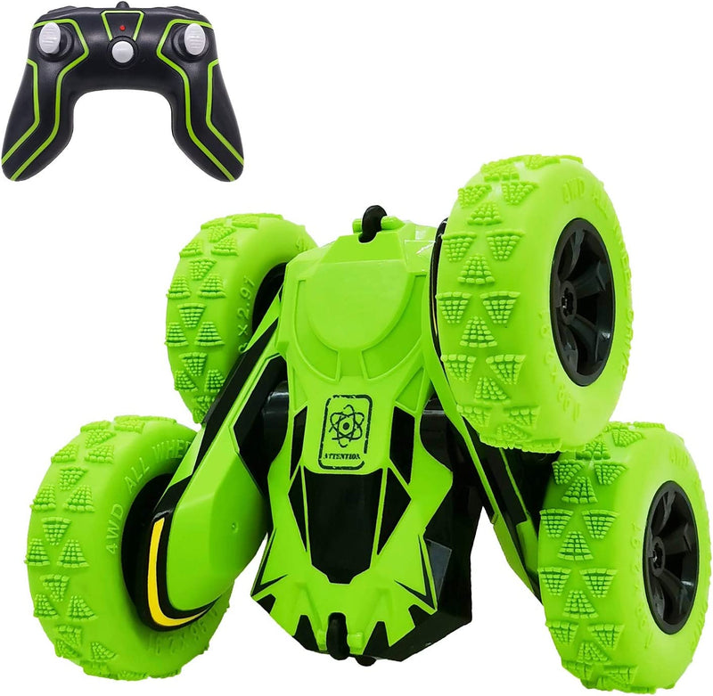 RC Stunt Car, Double-Sided, 360° Spins, Toy for Kids 6+, Green