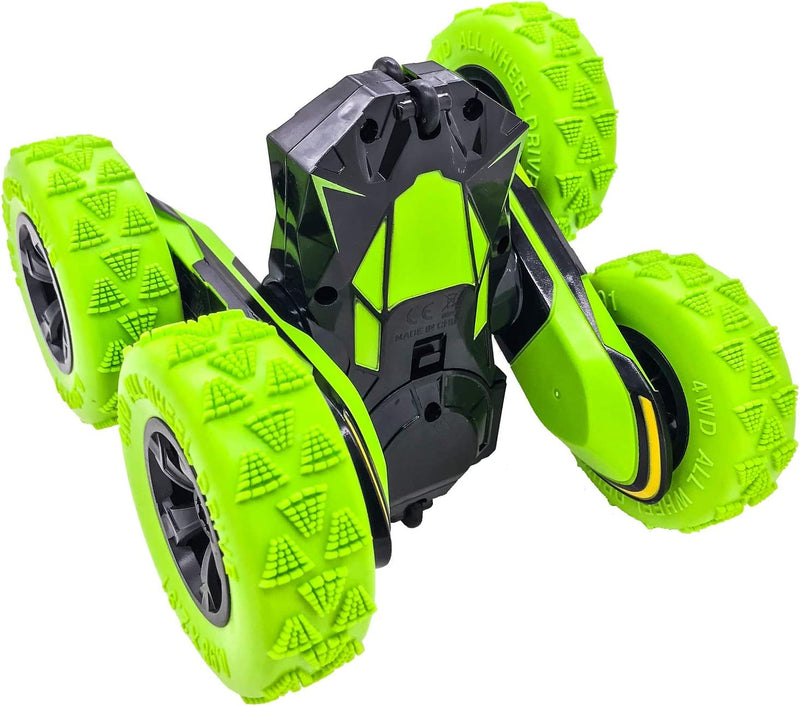 RC Stunt Car, Double-Sided, 360° Spins, Toy for Kids 6+, Green