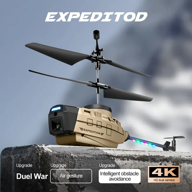 RC Helicopter Drone 4K Dual Camera, Obstacle Avoidance, Hover, LED Toys for Boys