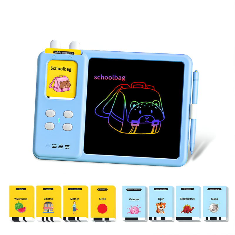 LCD Writing Tablet for Kids with Talking Flash Cards